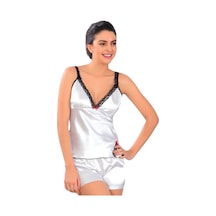 Sistina Beyaz Saten Babydoll Şortlu Takım - 336