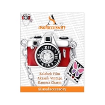 Kelebek Film Aksanlı Vintage Kamera Charm Gümüş