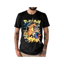 Noıssey Kırmızı Etiket Pokemon Ash Ketchum Ve Pikachu Son Savaş Charizard Unisex T-shirt 17848 Siyah
