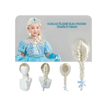 Platin - 510 - Altın Dore Renk Karlar Ülkesi Elsa Frozen Peruğu - Csmo-tex - Çocuk Boy
