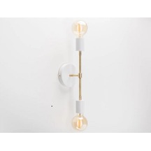 Riolight Retro,vintage,rustik Beyaz 2xe27 Duylu Metal Ayna Üstü Duvar Aplik Beyaz