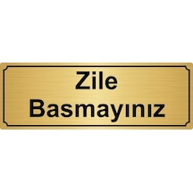 Altın Metal Zile Basmayınız Yönlendirme Levhası 7cm X 20cm