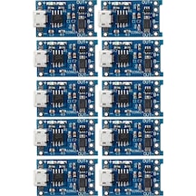 Lumaworld 10 Adet Tp4056 Micro Usb Şarj Modülü 18650 Bms 5v 1a Pil Şarj Kartı