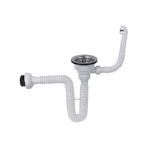 Özbest Körüklü Taşmalı Çöpmak Lavabo Sifonu Beyaz