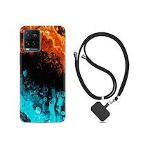 Vivo V21 Kılıf Boyun Askılı Orange Blue Color 1665 Siyah