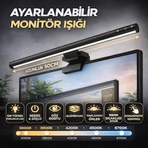 Polham Profesyonel 50 Cm Ayarlanabilir Led Monitör Işığı, Göz Korumalı Renk Sıcaklığı Ayarlı Alüminyum Monitör Lambası