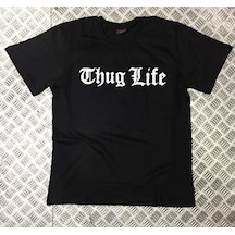 Stoned&Fame Unisex Siyah Tupac Thug Lıfe Baskılı T-shirt SIYAH Siyah