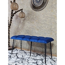 Zafir Metal Siyah Tel Ayaklı 100 Cm Puf Bench - Puf - Bench - Oturak - Mutfak Oturağı - Antre Oturağı Mavi