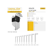 Denlör 9 Parça Alyan Takımı Metrik 2 10 Mm Uzun L Tipi