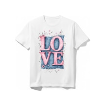 Urbantrendstore Love Sevimli Tatlı Unisex Kız Çocuk Bisiklet Yuvarlak Yaka Basic Kısa Kollu %100 Pamuk Tişört Beyaz