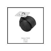 Tablalı Mobilya Tekerleği, 40 Mm, Ofis Koltuk, Dolap, Etejer, 360 Derece Döner Siyah