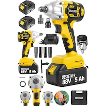 Steiner 88V 5Ah Çift Akülü Kömürsüz Çantalı Matkap Bijon Somun Sıkma Makinesi Sarı + Mandren