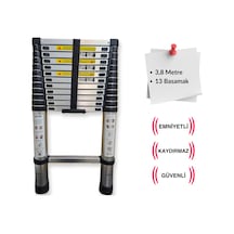 Endokon 13 Basamak - 380 Cm. Teleskopik Alüminyum Merdiven - I Tipi Uzayan Merdiven