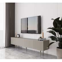 Capella Kumtaşı Rengi Mdf 4 Kapak Ahşap Ayaklı 160 Cm Tv Ünitesi