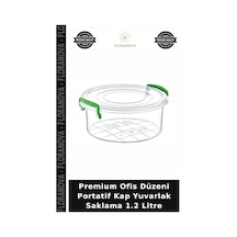 Premium Ofis Düzeni Portatif Kap Yuvarlak Saklama 1.2 Litre Çok Renkli