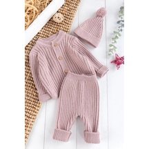 Babymod Triko Hırkalı Bereli Unisex Kışlık Bebek Takım 001