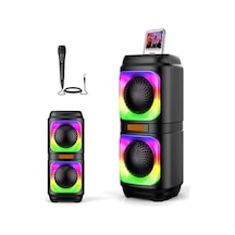 Bls-48 Taşınabilir Mikrofonlu Hoparlör Rgb Işıklı Bluetooth Parti Hoparlör
