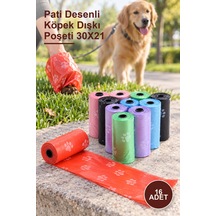 16 Adet Pati Desenli Köpek Dışkı Poşeti 30x21
