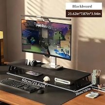 Motion003 Ergonomik Ahşap Monitör Standı Siyah Raf Yazı Tahtası 60 Cm Büyük Çift Ekran Masa Rafı L Şeklinde Bacaklı Laptop Yükseltici