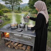 Bahçe Sobası Saral Beyaz Bahçe Tipi Sac Kuzine Dam Sobası