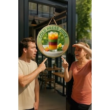 Cold Press Juice Temalı Kapı Süsü Tablosu, Meyve Detaylı Uv Baskılı Cafe Duvar Dekoru