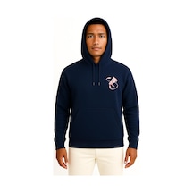 Bahriyeli Collection Kapüşonlu Mew Cep Baskılı Unisex Sweatshirt Lacivert