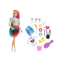 Barbie Leopar Gökkuşağı Saçlı Bebek - Grn81-Grn80