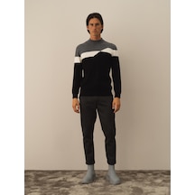 Xint Siyah Pamuk Dokulu Regular Fit Kazak 801753