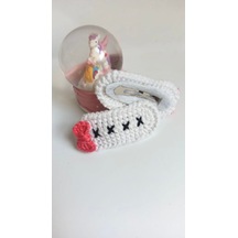 Amigurumi Yeni Trend Beyaz Pembe Işlemeli 2'li Toka Seti Beyaz Te Çok Renkli