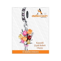 Karanfil Çiçek Buketi Charm Asafaccessory Pembe