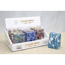 Büro Ev Ofis Personel Hediyesi İçin Taşlı Kalın Dörtgen Motif El Aynası Çok Renkli