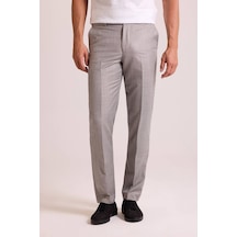 Erkek Gri Regular Fit Yün Kumaş Pantolon