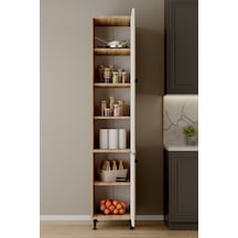 Aeka Ae-2028 Soft 2 Kapaklı Raflı Dar Yüksek Boy Banyo Çok Bölmeli Depolama Dolabı 40x180 Cm Çok Amaçlı Dolap Sonomo - Beyaz