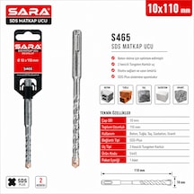 Sara S465 Sds Plus Matkap Ucu 10 X 110 Mm, 2 Kesicili Tungsten Karbür Uçlu