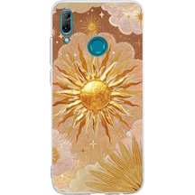 Huawei P Smart 2019 Uyumlu Altın Güneş Ve Yıldız Desenli Baskılı Silikon Kılıf Renkli
