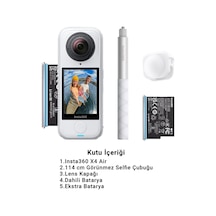 X4 Air 8k 360 Aksiyon Kamerası Starter Bundle Beyaz Sarsıntı Önleyici Aktif Hdr
