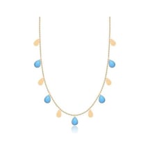 Tektaş - Sarı Altın 14 Ayar Firuze Taş Kolye N11.45809