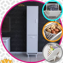 Modilayn Ecrin 40x136 Cm Çamaşır Ve Erzak Bölmeli Çok Amaçlı Dolap Beyaz