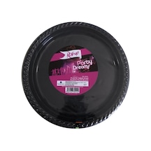 Roll-up Kullan At Renkli Siyah Parti Davet Plastik Tabak - 22 Cm. - 25 Adetlik 5 Paket