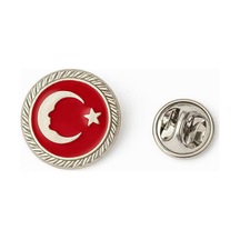 Atatürk Ay Yıldız Silüeti Gold Rozet Kadın & Erkek Parlak Metal Yaka Rozeti Gri