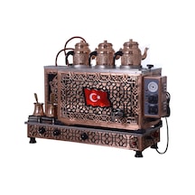 Kutlu Bayrak 3 Demlikli Bakır Çay Kazanı