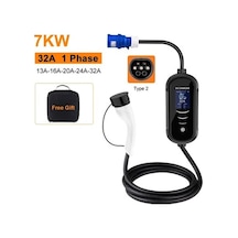 Evse Taşınabilir Elektrikli Araç Şarj Cihazı, 7kw Evse Şarj Istasyonu, Tesla Model S/model X Için Taşınabilir Elektrikli Araç Şarjı Wallbox Type2 Kablo 32a 7kw Cee Tak Evse Type2 Şarj 5m Kablo