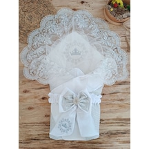 Yenidoğan Titi Taç Nakışlı Plazma Taşlı Güpürlü Çift Fiyonk Duvak Çok Renkli