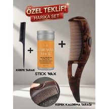 3'lü Set Kepek Kaldırma & Anti-statik Masaj Fırçası & Krepe Tarak & Wax Seti