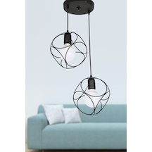 Modern Metal Çember Siyah 2.Li Avize