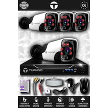 Turkno 4 Kameralı Pania 4 Dış Kamera Set HDD'siz Full HD Gece Görüşlü Güvenlik Kamerası Sistemi