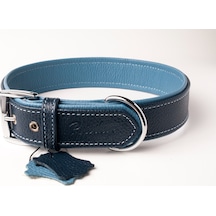 Privilege Flotter Hakiki Deri Köpek Boyun Tasması XS Lacivert Mavi 2.5 x 29-37 CM Lacivert