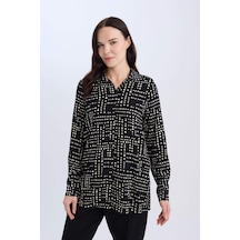 DeFacto Loose Fit Desenli Uzun Kollu Gömlek Tunik T0609AZ25SPBK81