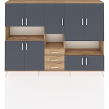 Arges Dolap 13 Raflı 3 Çekmeceli 9 Kapaklı 220x30x163 Çam-antrasit/çam Antrasıt/atlas Çam - Atlas Çam