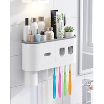 Ers Banyo Organizer Diş Fırçası Tutucu Çift Dispenserli Raflı Çekmeceli Çok Renkli